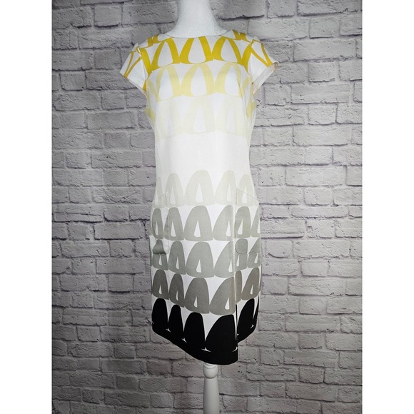 The Limited Womens Ombré Shift Dress White Yellow Black Gray Size 4 Pockets - Picture 2 of 12